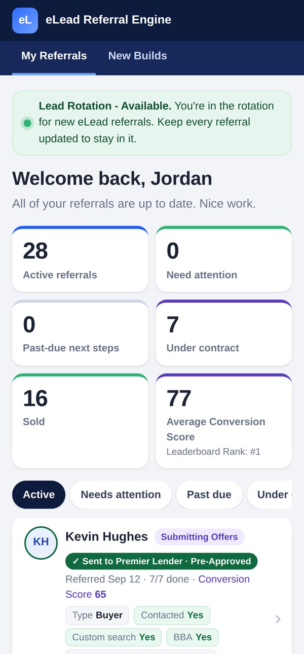 The same agent home screen on a phone